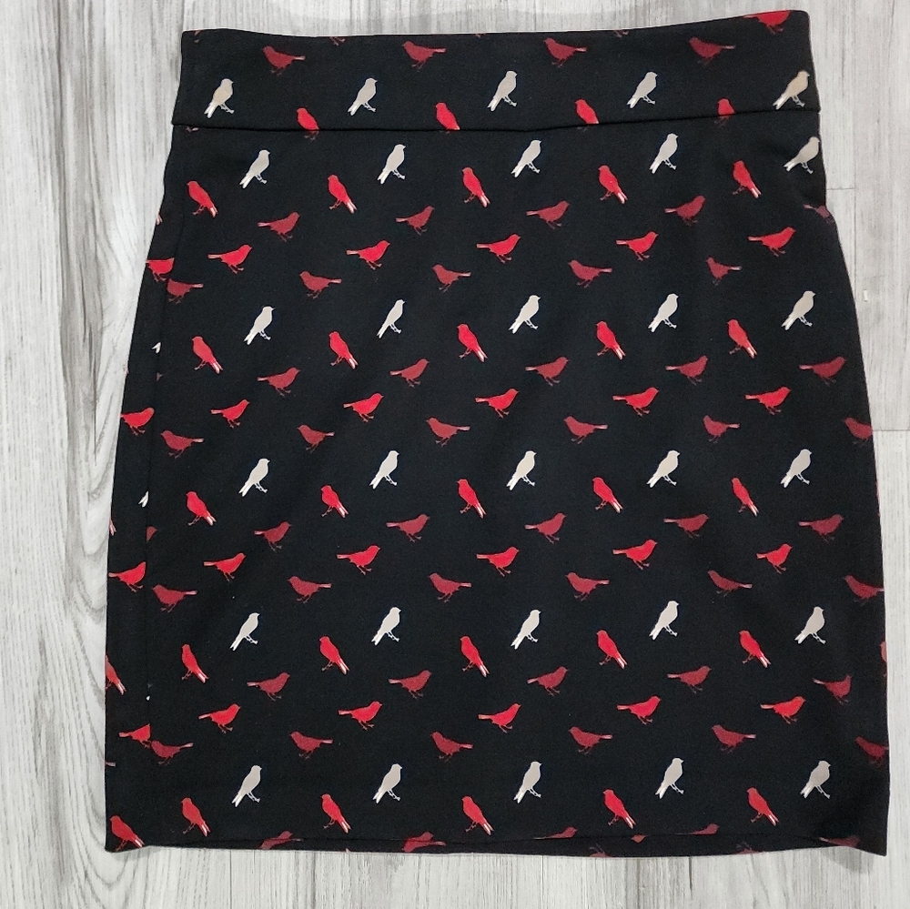 Vivienne Tam‎ Black Red Bird Print Skirt Size 2